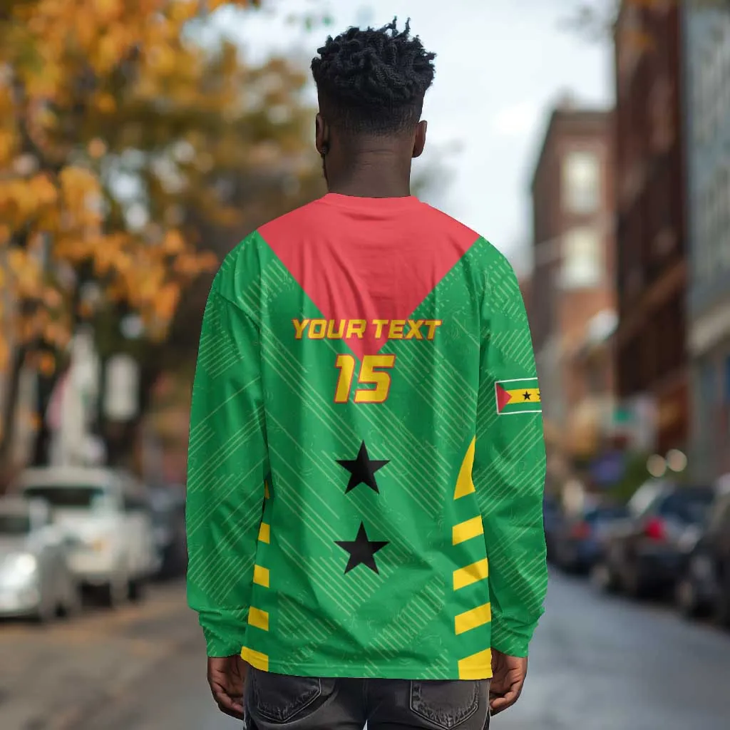 Sao Tome and Principe Football Custom Long Sleeve Shirt Sporty Style - Green Color LT15
