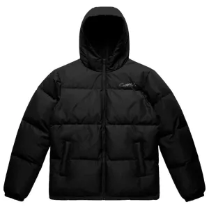 Script Cursive Hooded Puffer Jacket