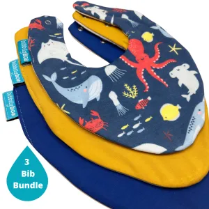Sea Bundle of 3 Waterproof Dribble Bibs