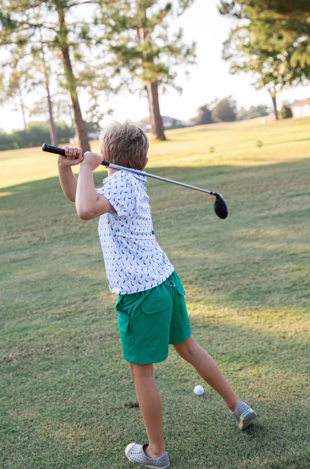 Short Sleeve Pro Performance Polo | Golf Print on White