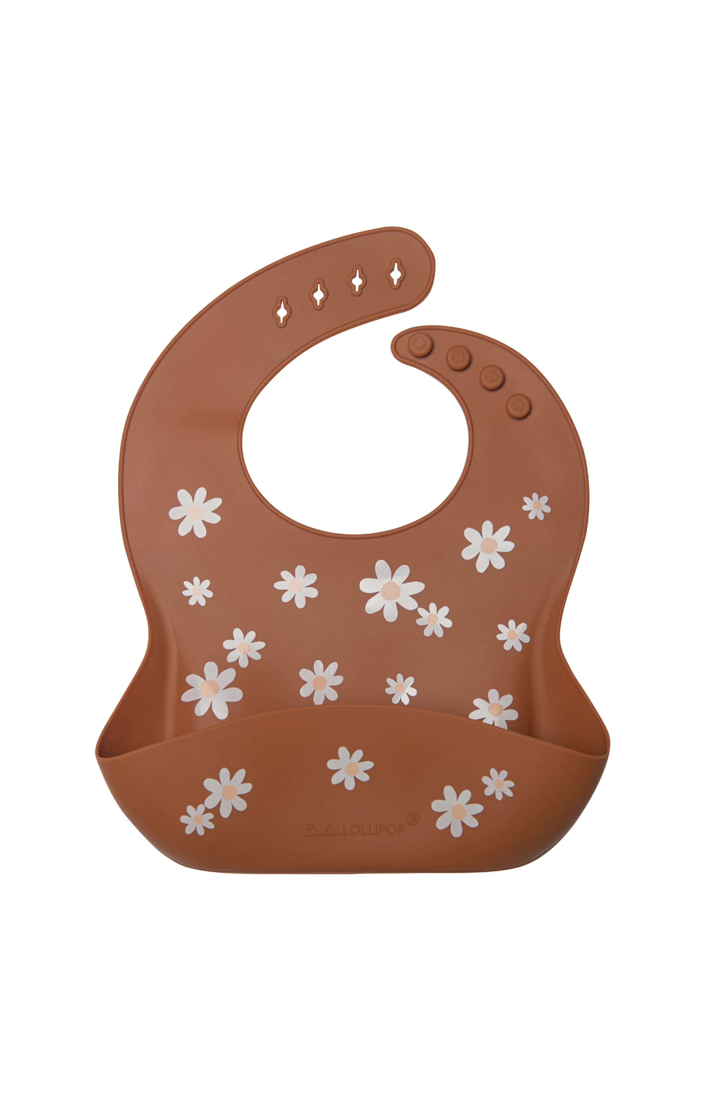 Silicone Bib Printed - Daisy Honey Brown