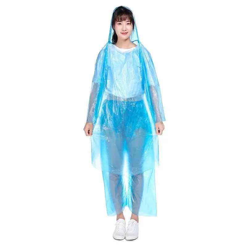 Single-Use PE Split Raincoat and Pants Set - Disposable Outdoor Rainwear for Men and Women