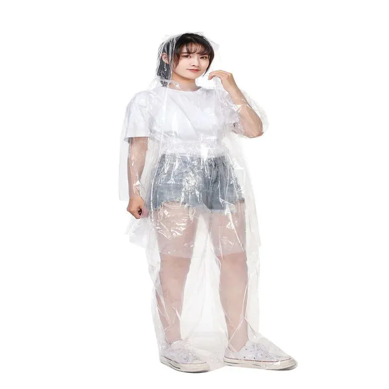 Single-Use PE Split Raincoat and Pants Set - Disposable Outdoor Rainwear for Men and Women