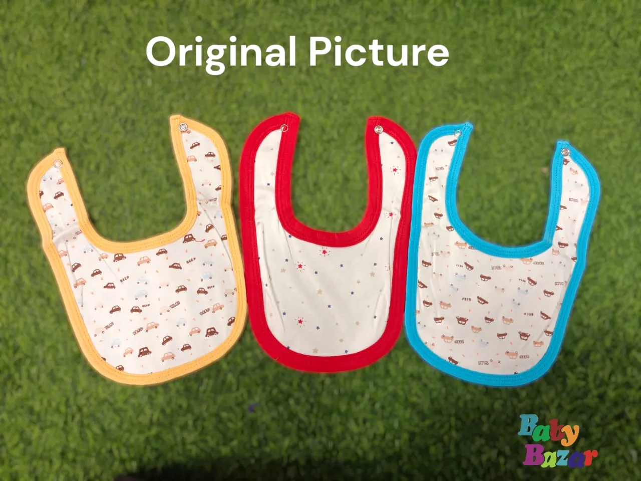 Soft & Stylish Baby Bibs – Set of 3 | Waterproof & Easy Snap Closure
