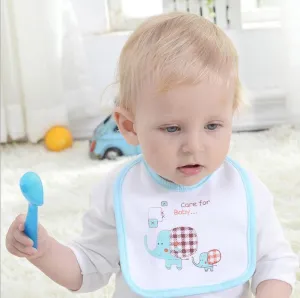 Soft Newborn Cotton Elephant Feeding Burp Cloth Waterproof Infant Animal Double Layer Bandana Feeding Bib For Kids