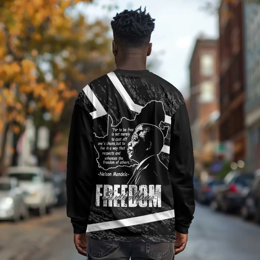 South Africa Freedom Day Long Sleeve Shirt Nelson Mandela With Map LT14