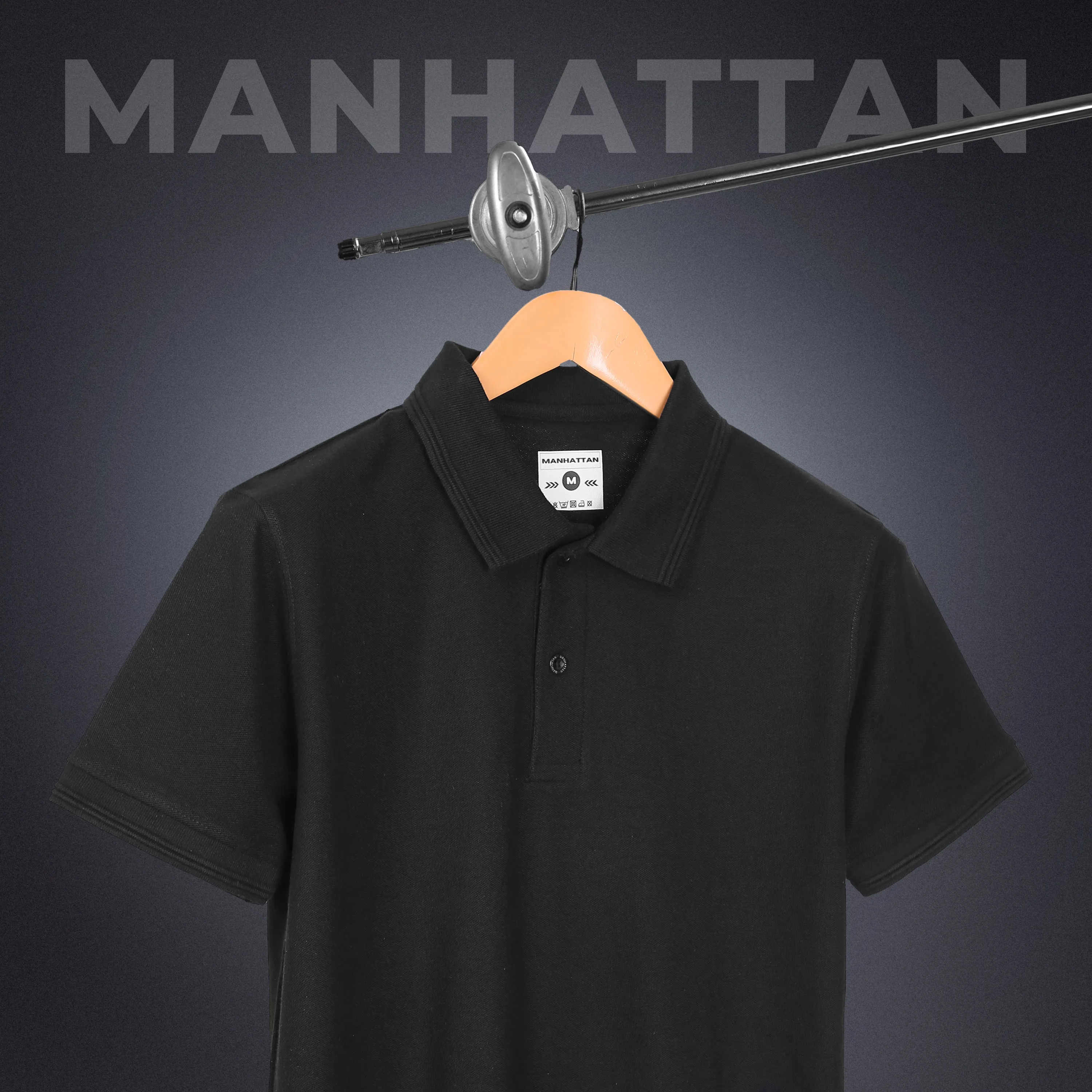 Sports Dry Fit Black Polo T Shirts (Poly Cotton)