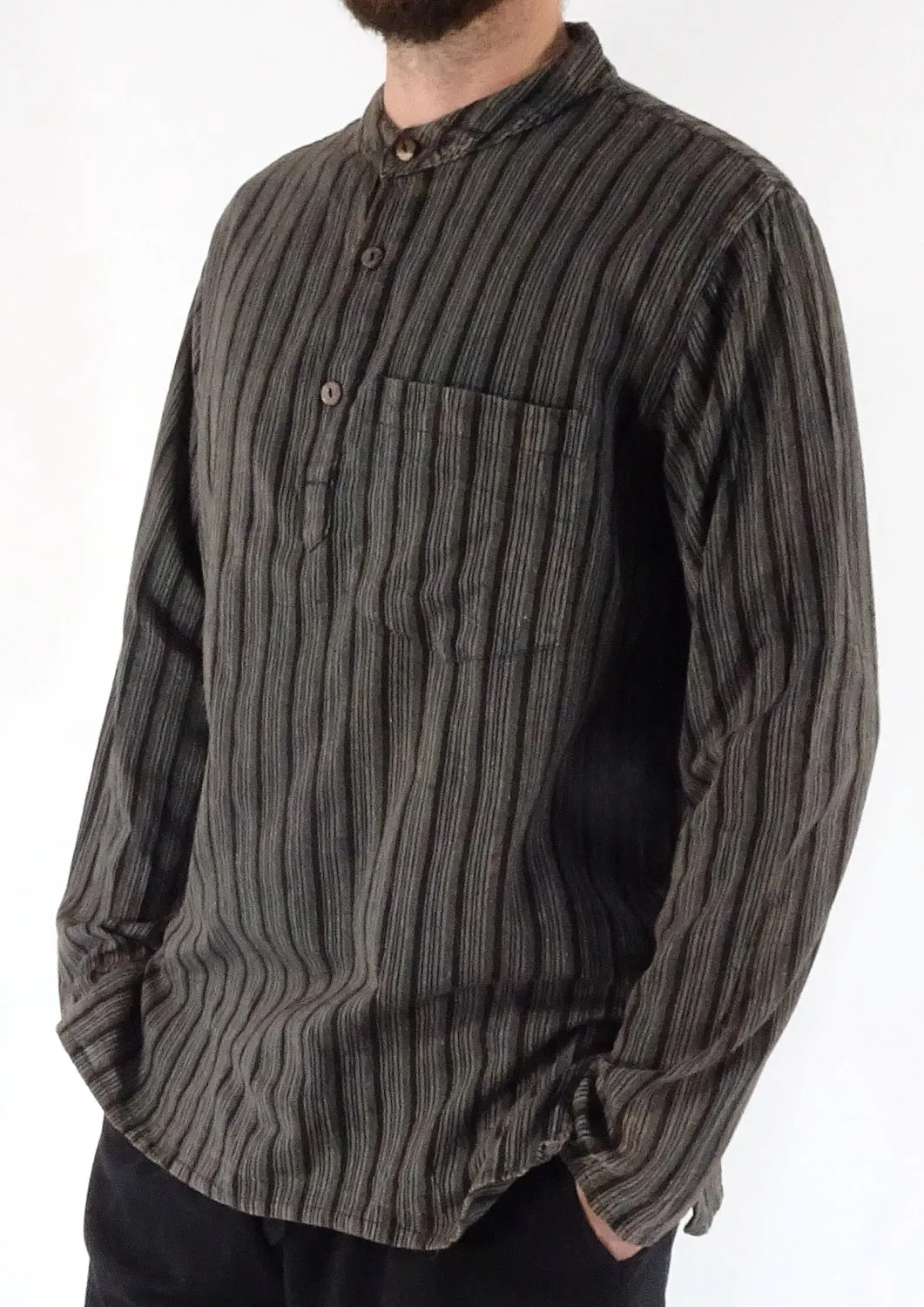 Stonewashed Stripe Three Button Shirt