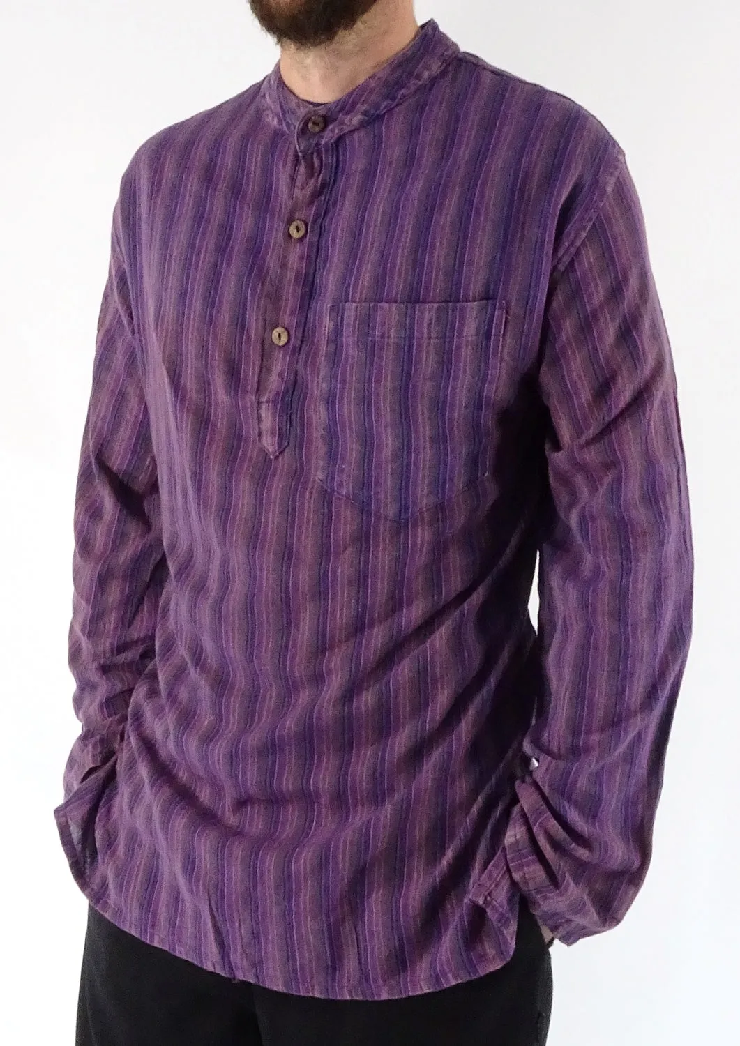 Stonewashed Stripe Three Button Shirt