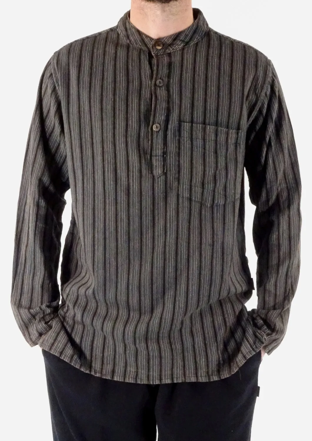 Stonewashed Stripe Three Button Shirt