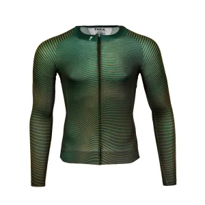 Striped Green Long Sleeve Aero Cycling Jersey