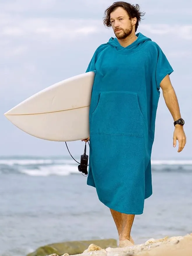 SUN CUBE Surf Poncho Changing Robe with Hood | Quick Dry Microfiber Wetsuit Changing Towel with Pocket for Surfing Men Women