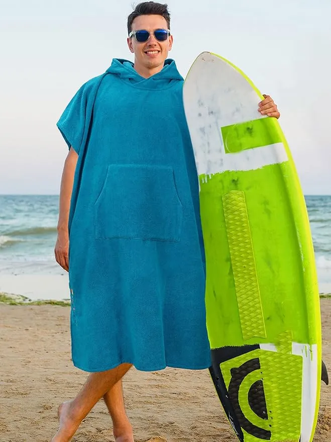SUN CUBE Surf Poncho Changing Robe with Hood | Quick Dry Microfiber Wetsuit Changing Towel with Pocket for Surfing Men Women