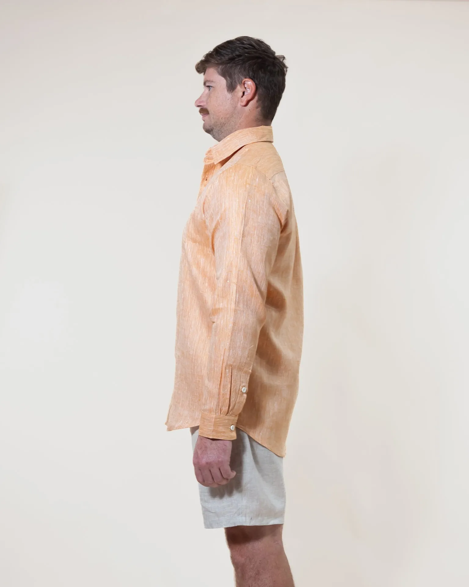 Tangerine - Long Sleeve Natural Hemp Shirt - Mr. Linen Co