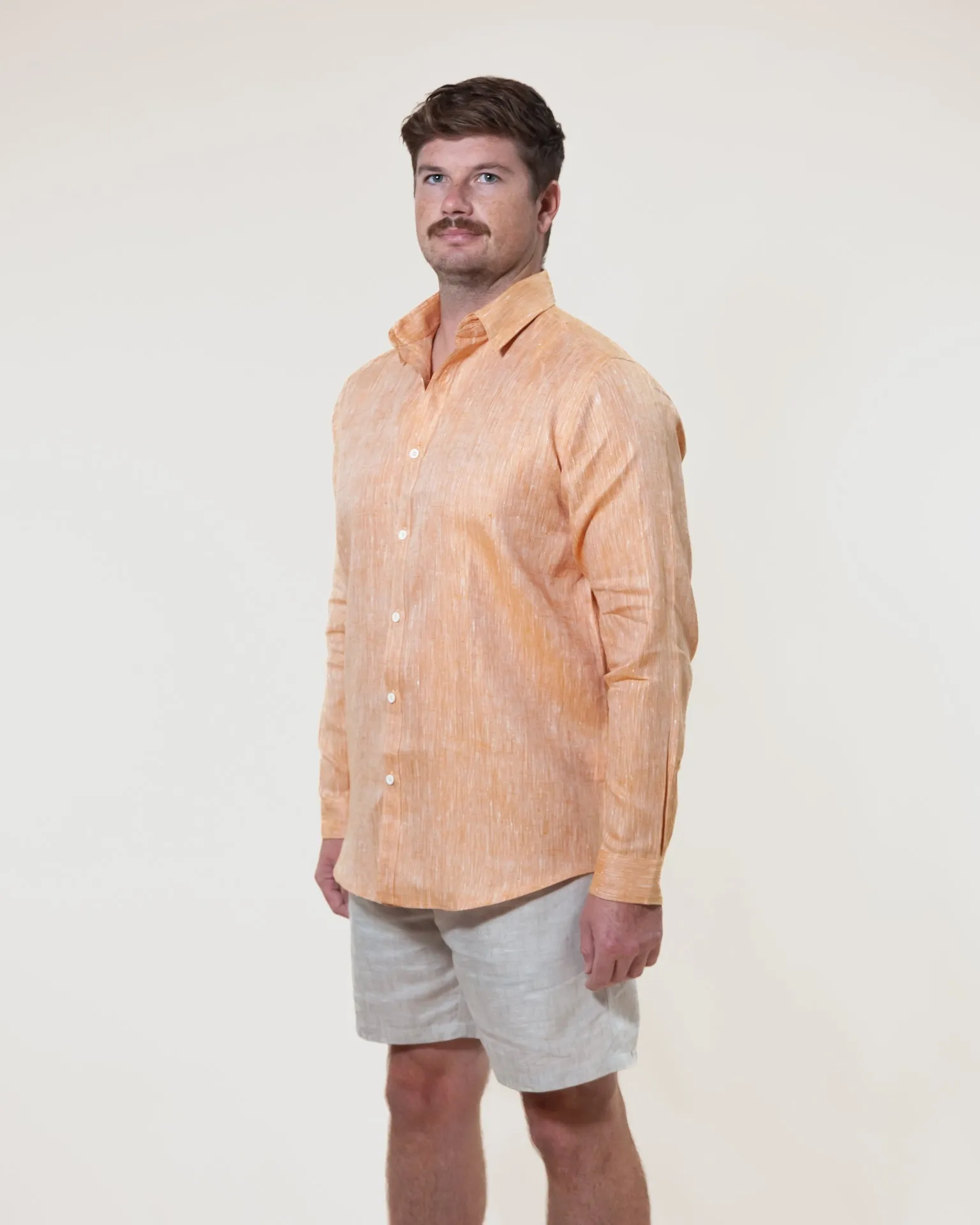 Tangerine - Long Sleeve Natural Hemp Shirt - Mr. Linen Co