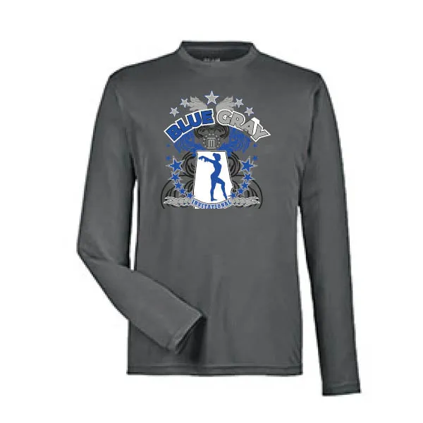 Team 365 Zone Performance Long Sleeve Shirts Blue Gray Invitational