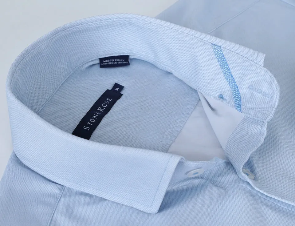 Techno Stretch Birdseye Shirt in Light Blue
