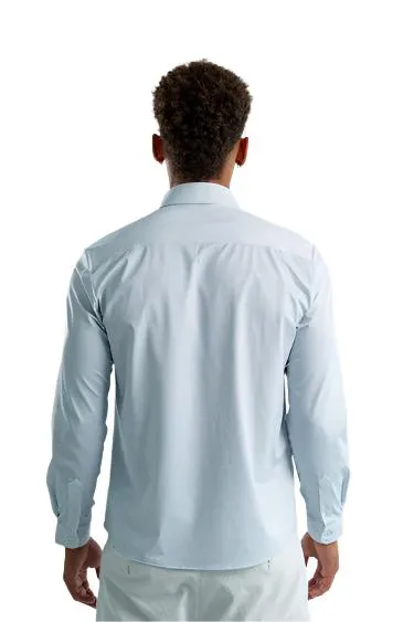 Techno Stretch Birdseye Shirt in Light Blue