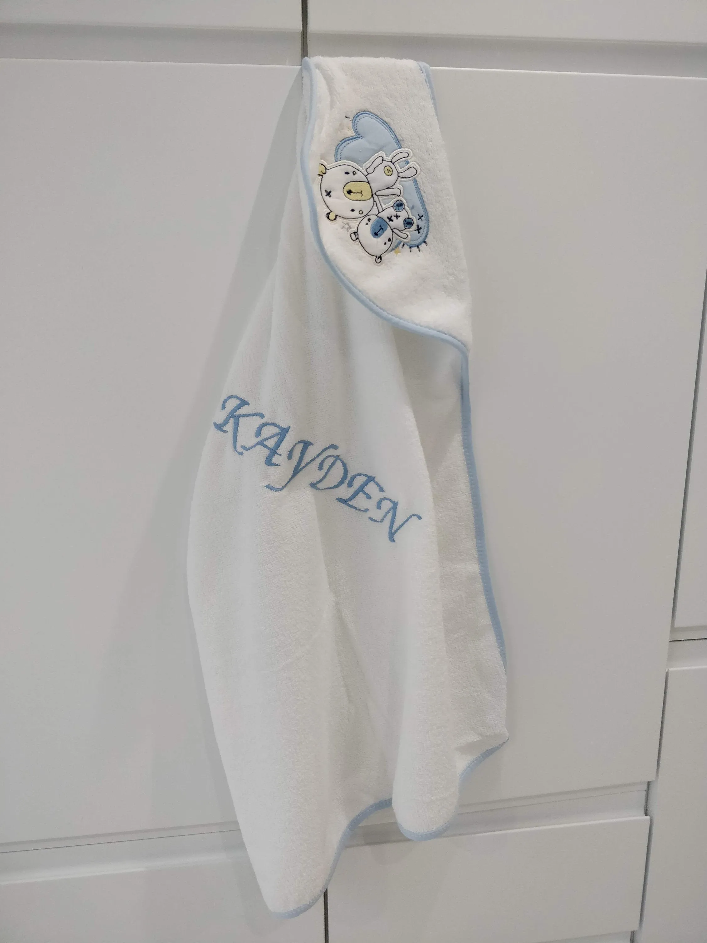 Teddy Bear Print Personalised Soft & Lightweight Baby Hooded Bath Towel