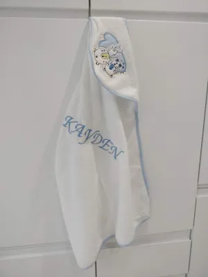 Teddy Bear Print Personalised Soft & Lightweight Baby Hooded Bath Towel