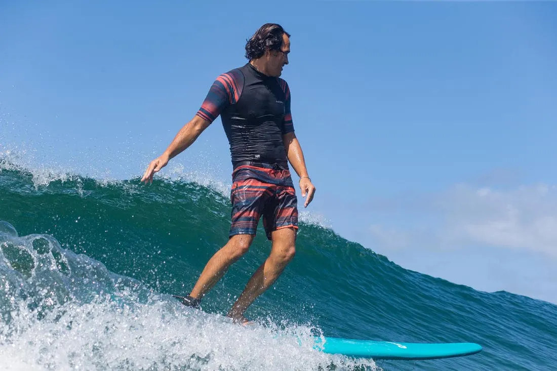 tee shirt anti uv surf top 500 manches courtes homme bleu cosmos