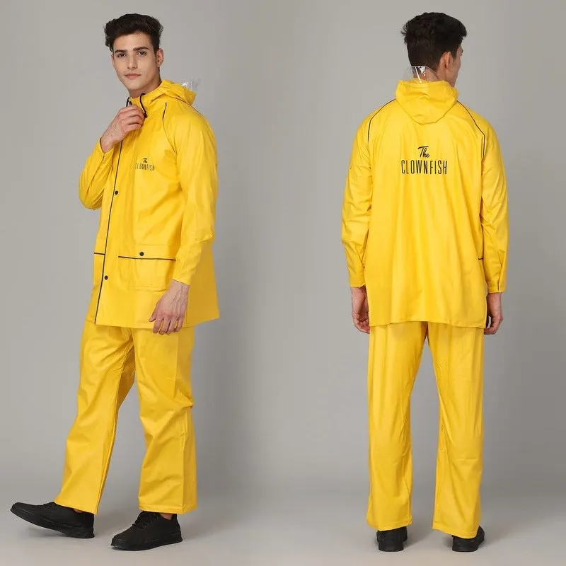 THE CLOWNFISH Rain Coat for Men Waterproof for Bike Reversible Double Layer with Hood Raincoat for Men. Set of Top and Bottom Packed in a Storage Bag Prime Pro Series (Blue, XX-Large)