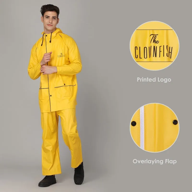 THE CLOWNFISH Rain Coat for Men Waterproof for Bike Reversible Double Layer with Hood Raincoat for Men. Set of Top and Bottom Packed in a Storage Bag Prime Pro Series (Blue, XX-Large)