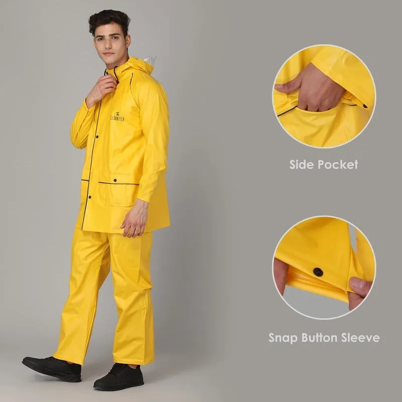 THE CLOWNFISH Rain Coat for Men Waterproof for Bike Reversible Double Layer with Hood Raincoat for Men. Set of Top and Bottom Packed in a Storage Bag Prime Pro Series (Brown, XXXX-Large)