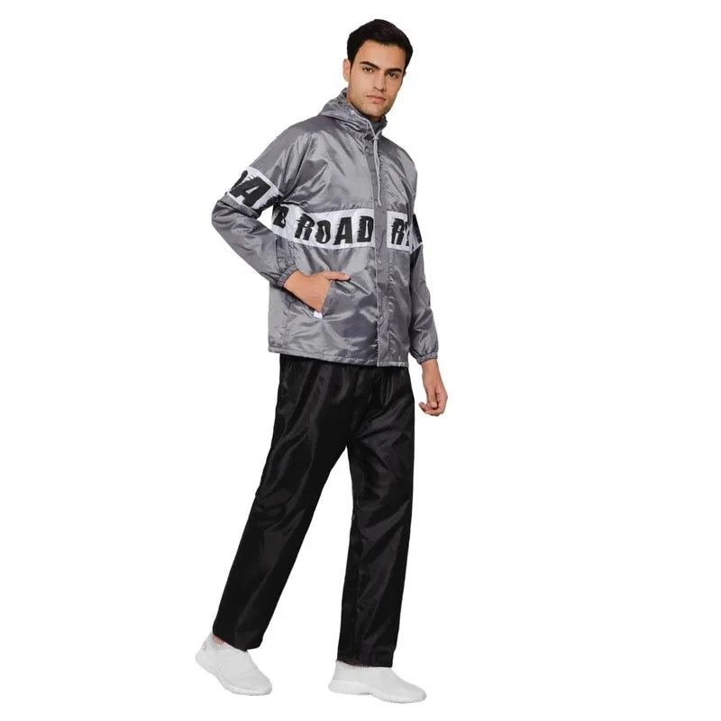 THE CLOWNFISH Rain Coat for Men Waterproof Raincoat with Pants Polyester Reversible Double Layer Rain Coat For Men Bike Rain Suit Rain Jacket Suit Inner Mobile Pocket with Storage Bag (Blue L)