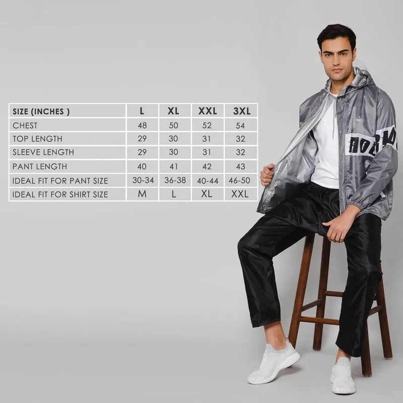 THE CLOWNFISH Rain Coat for Men Waterproof Raincoat with Pants Polyester Reversible Double Layer Rain Coat For Men Bike Rain Suit Rain Jacket Suit Inner Mobile Pocket with Storage Bag (Blue L)