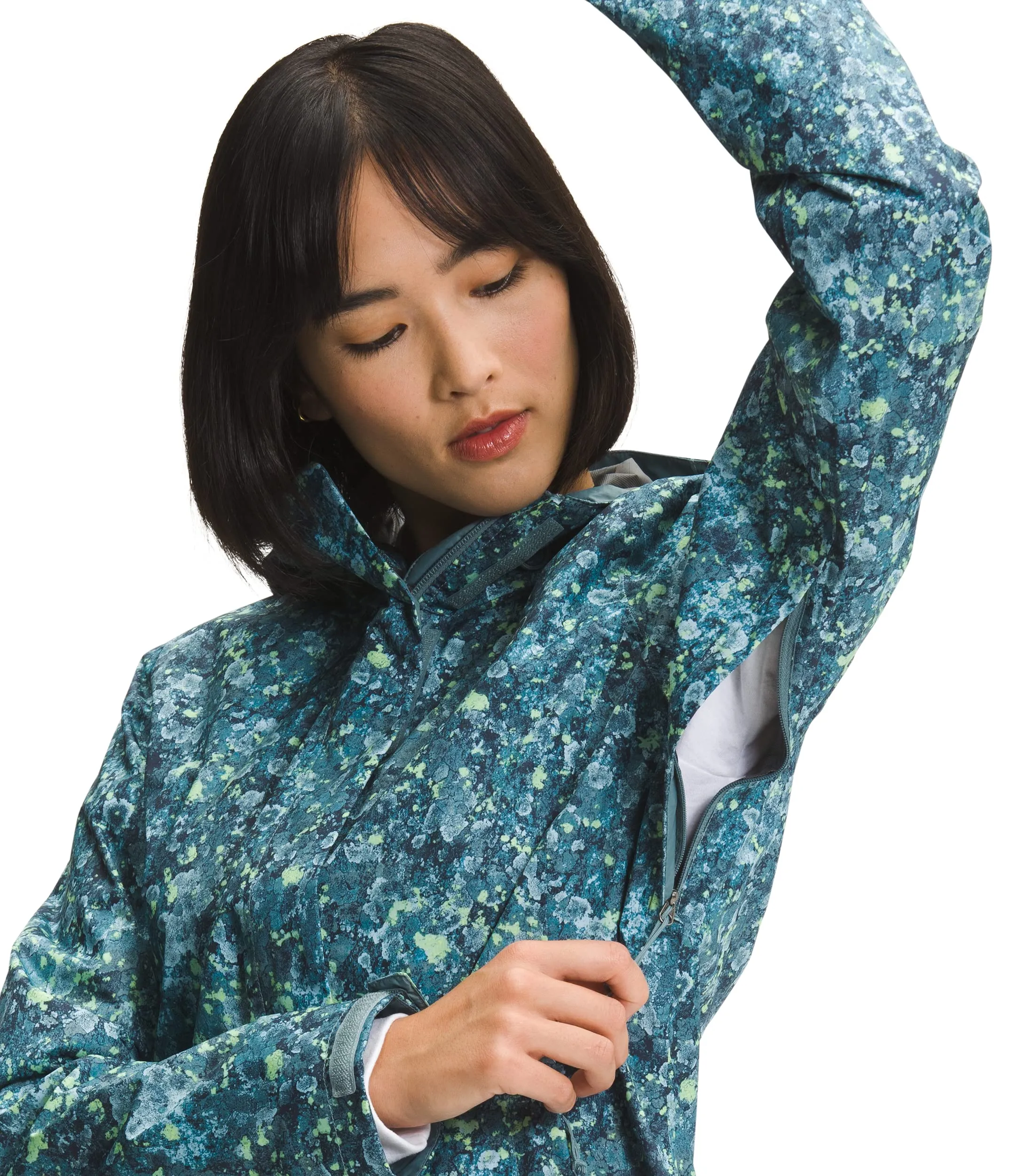 THE NORTH FACE Women’s Venture 2 Waterproof Hooded Rain Jacket (Standard and Plus Size), Beta Blue Lichen Print, Small
