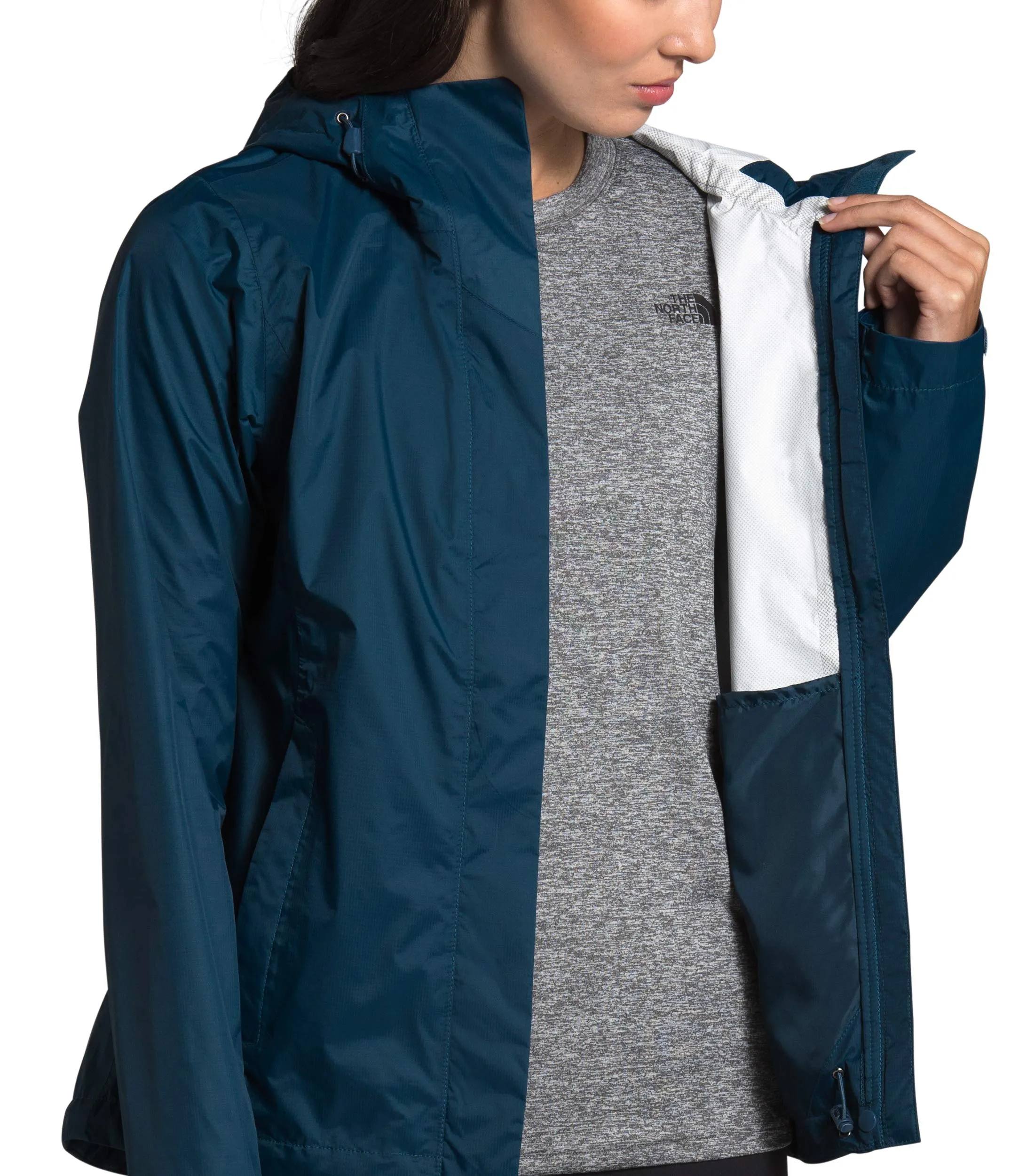 THE NORTH FACE Women’s Venture 2 Waterproof Hooded Rain Jacket (Standard and Plus Size), Blue Wing Teal, 3X-Large