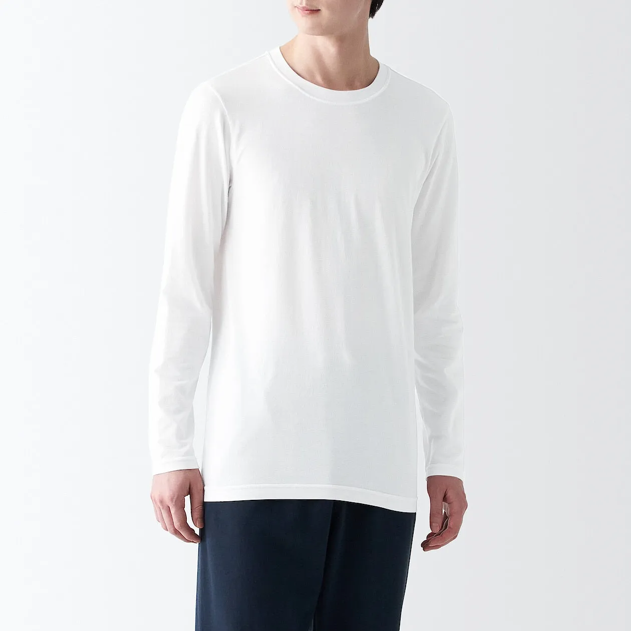 Thin Cotton Blend Crew Neck Long Sleeve T-shirt 