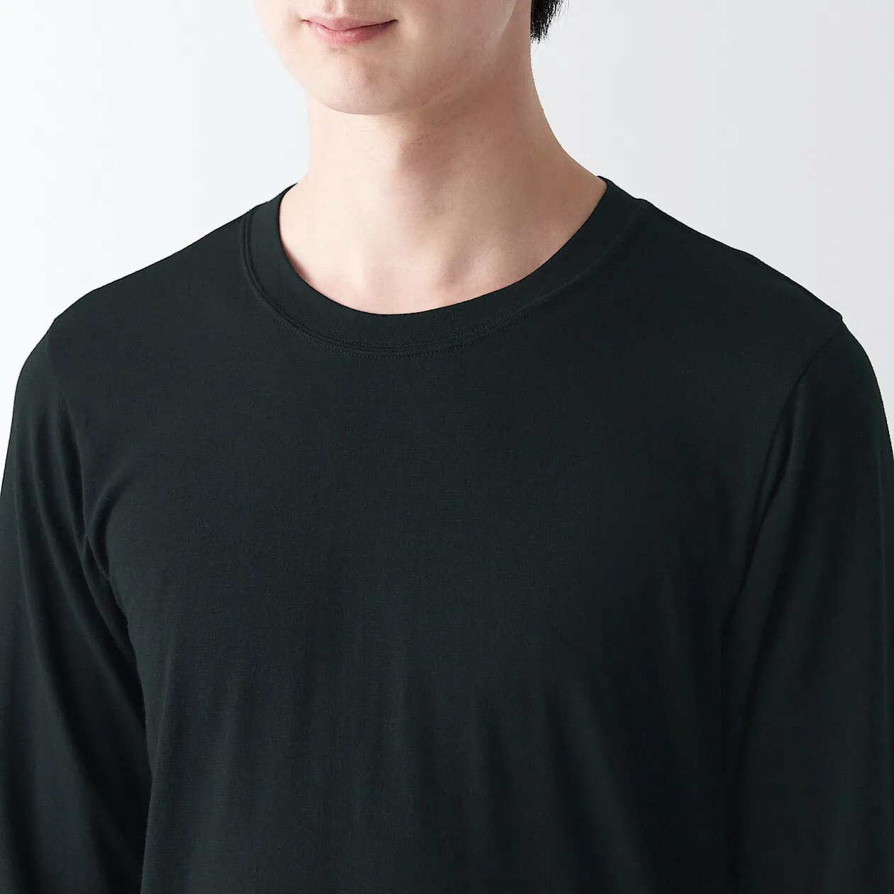 Thin Cotton Blend Crew Neck Long Sleeve T-shirt 