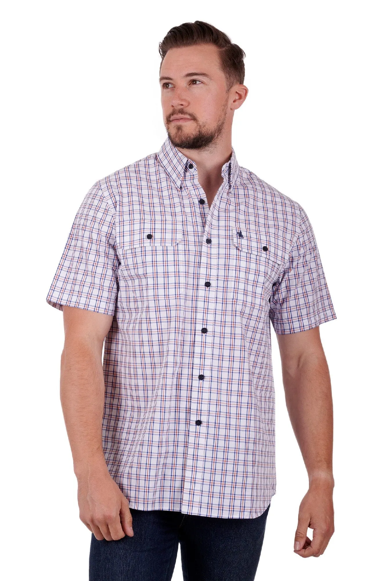 Thomas Cook Mens Evan Short Sleeve Shirt - Blue/Orange