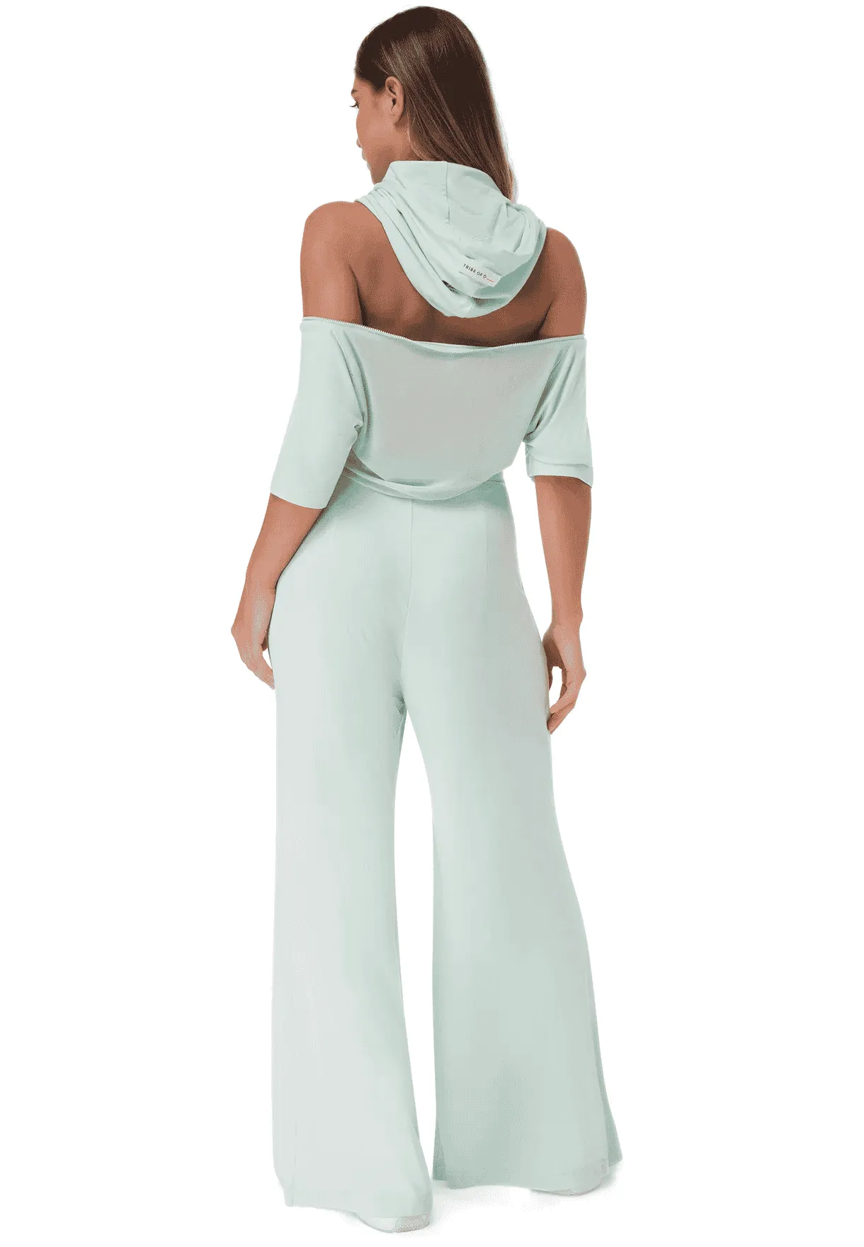 TRIBE OF 6 AIMEE BAMBOO HOODED JUMPSUIT WITH ZIP OFF SHOULDER