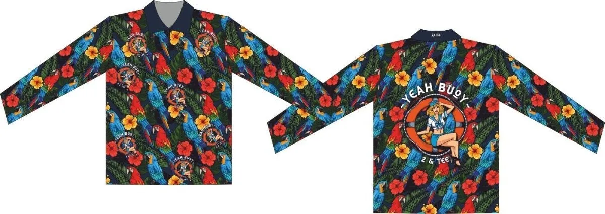 Tropical | Yeah Buoy Hawaiian Navy Fishing Shirt ★Pre-Order★