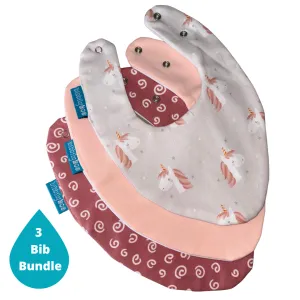 Unicorn Bundle of 3 Waterproof Dribble Bib