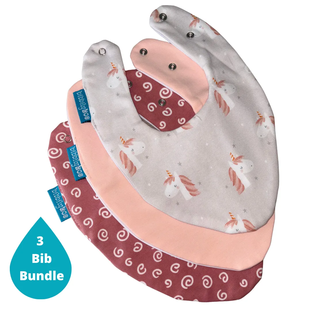 Unicorn Bundle of 3 Waterproof Dribble Bib