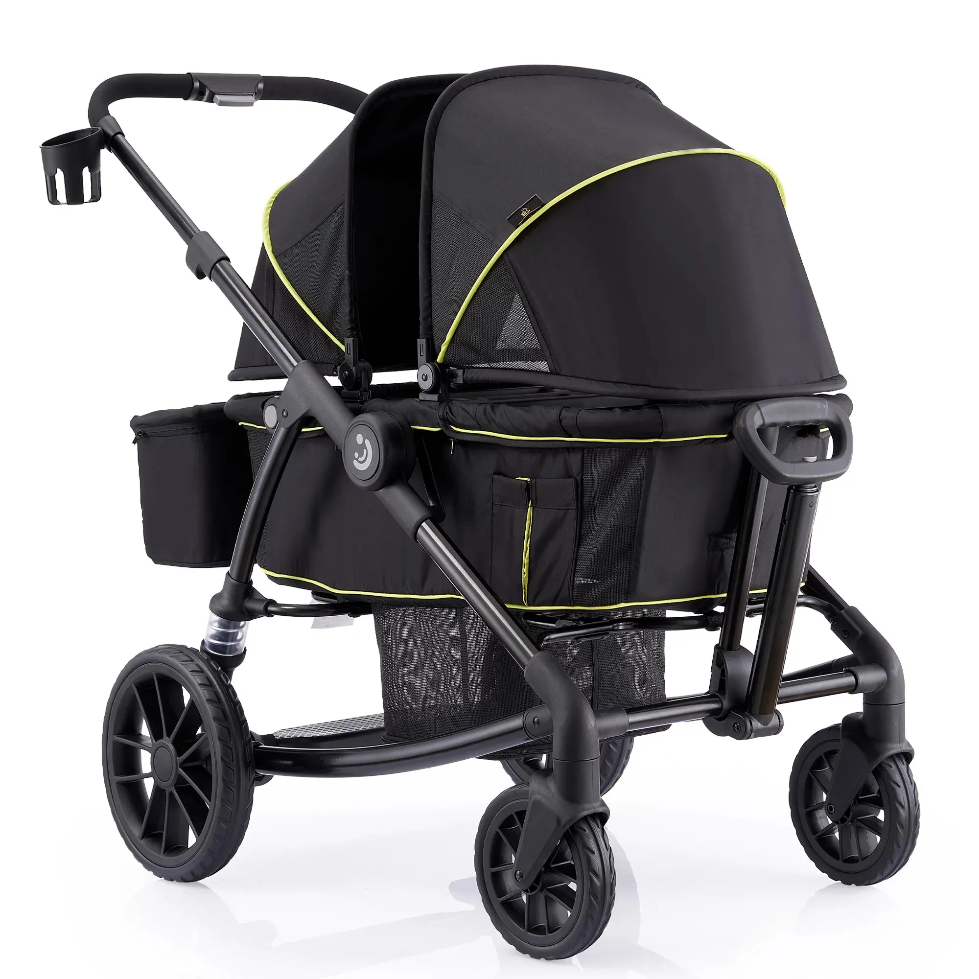 Unisex 2-Seat Wagon Stroller Folding Baby Stroller with Adjustable Canopy, 6 Months - 5 Years Old