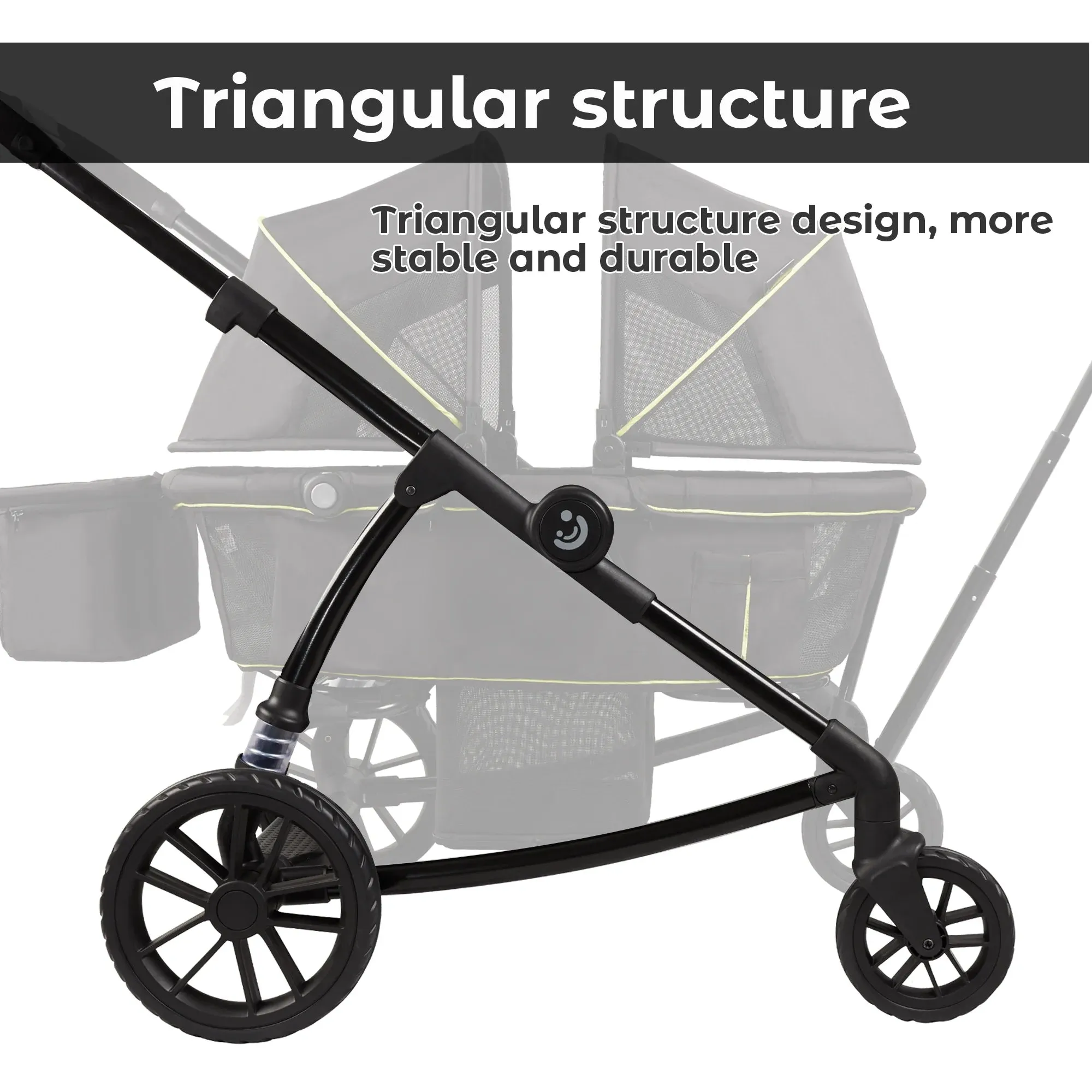 Unisex 2-Seat Wagon Stroller Folding Baby Stroller with Adjustable Canopy, 6 Months - 5 Years Old
