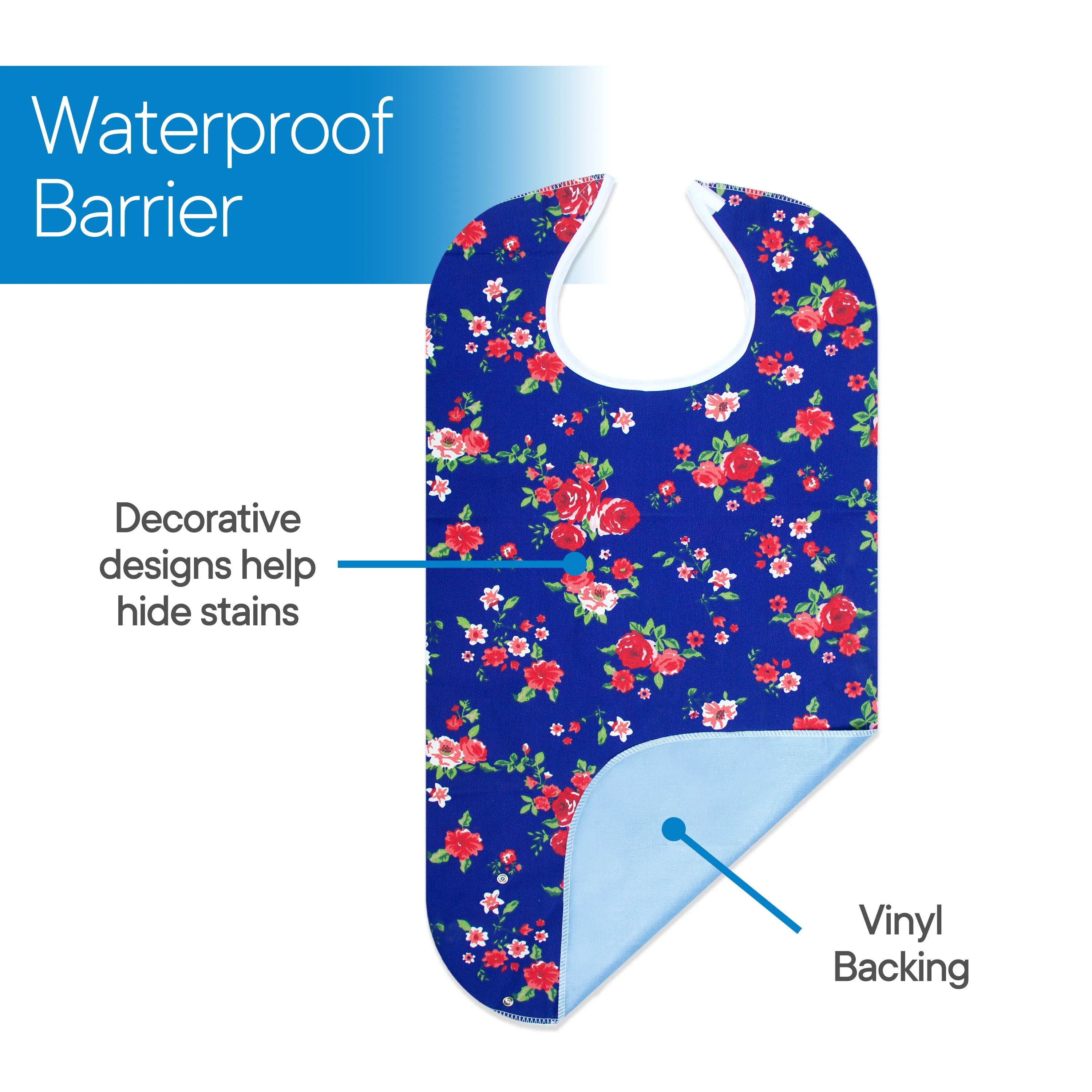 Washable Adult Bib (Blue Rose)
