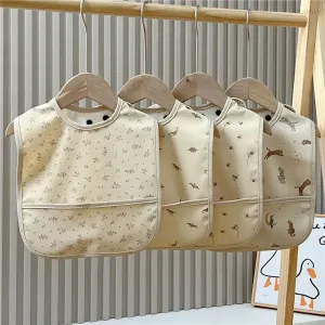 Waterproof Baby Bibs Cartoon Newborns Kids Burp Cloth Art Smock Feeding Bib Apron Pocket Infant Toddler Boys Girls Saliva Towel