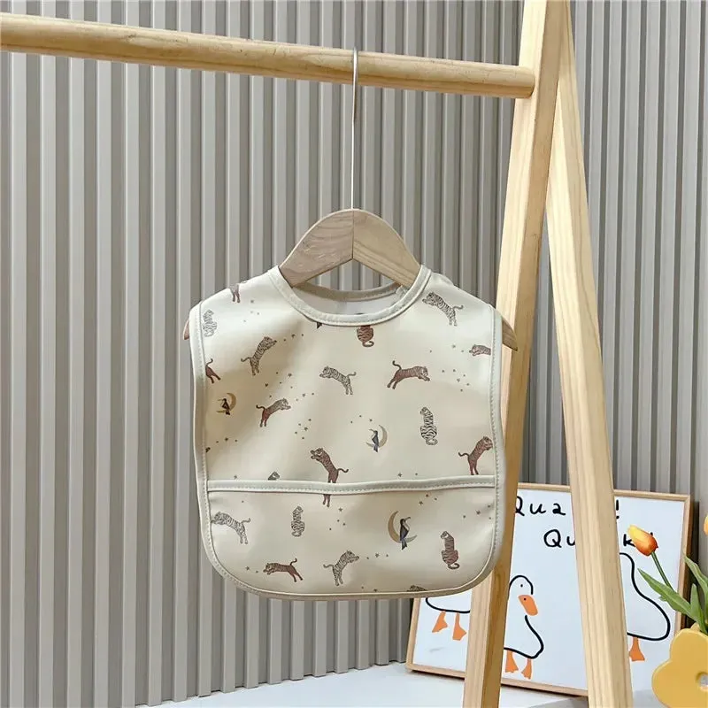 Waterproof Baby Bibs Cartoon Newborns Kids Burp Cloth Art Smock Feeding Bib Apron Pocket Infant Toddler Boys Girls Saliva Towel