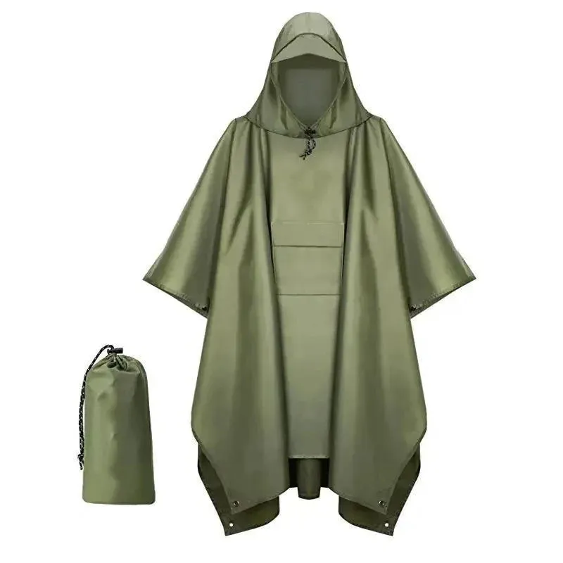 Waterproof Lightweight Hooded Rain Poncho - Multi-Purpose for Camping, Hiking, Cycling