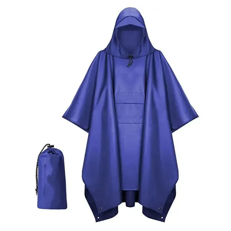 Waterproof Lightweight Hooded Rain Poncho - Multi-Purpose for Camping, Hiking, Cycling