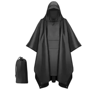 Waterproof Lightweight Hooded Rain Poncho - Multi-Purpose for Camping, Hiking, Cycling