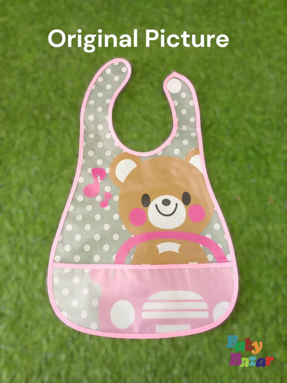 Waterproof Parachute Bib - Cute Brown Teddy Design