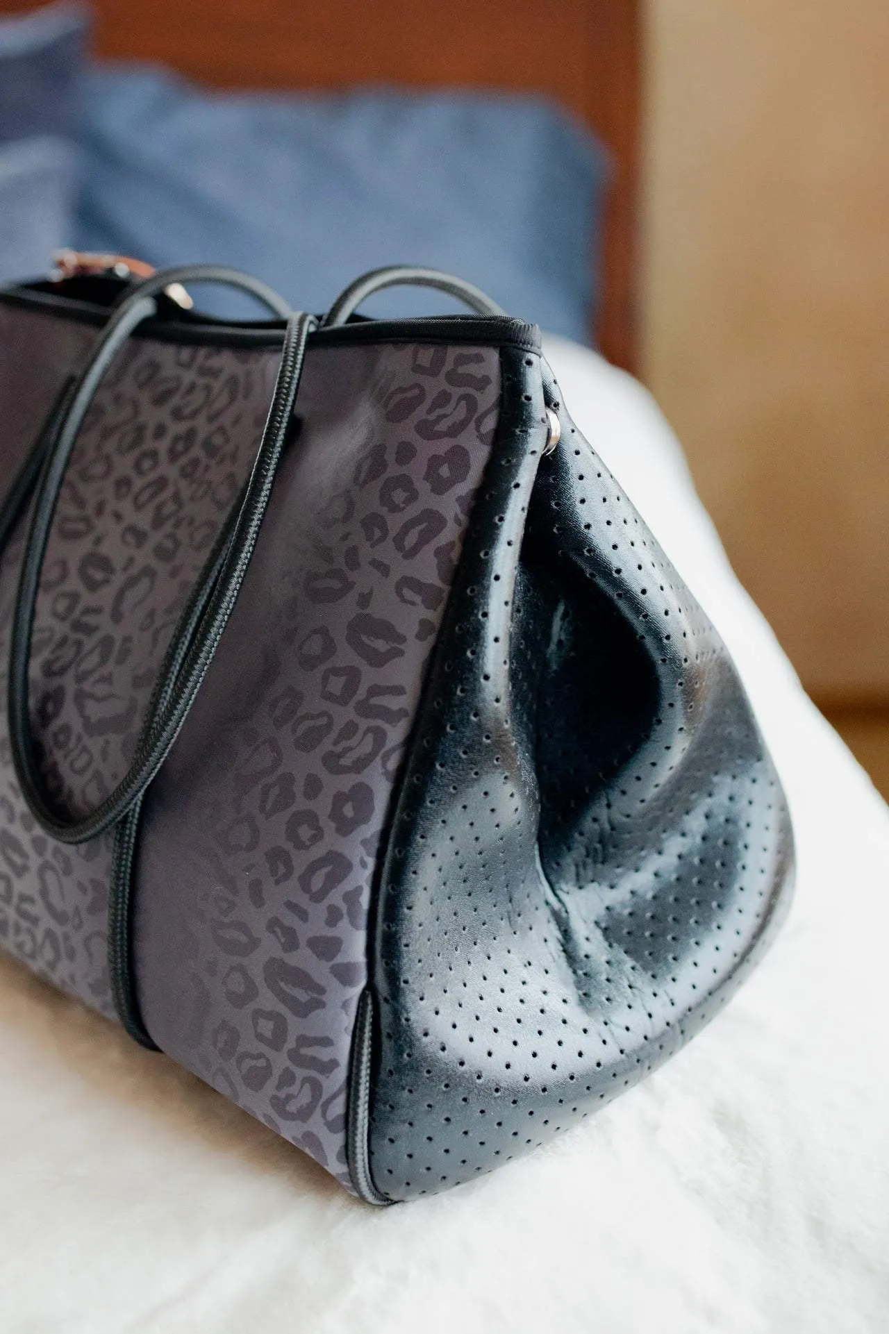 Wesley Black Leopard Neoprene Tote & Wristlet Set