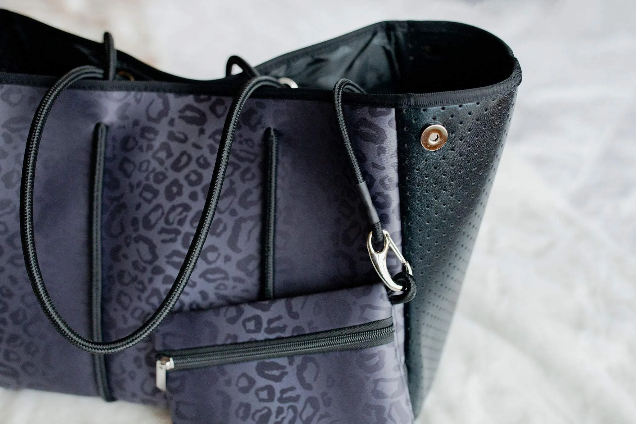 Wesley Black Leopard Neoprene Tote & Wristlet Set